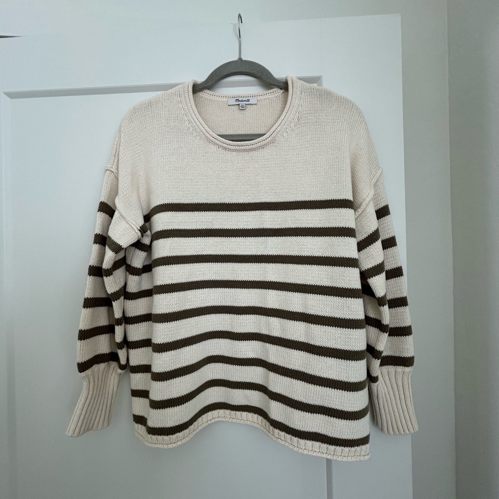 Striped Cream and Green Sweater